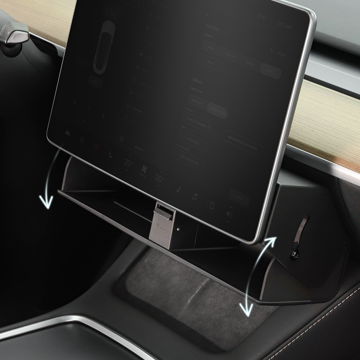 Hidden Magnetic (Under Screen) Storage Box for Tesla Model 3 & Model Y - Storming Gravity