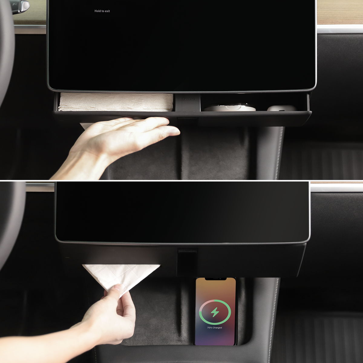 Hidden Magnetic (Under Screen) Storage Box for Tesla Model 3 & Model Y - Storming Gravity