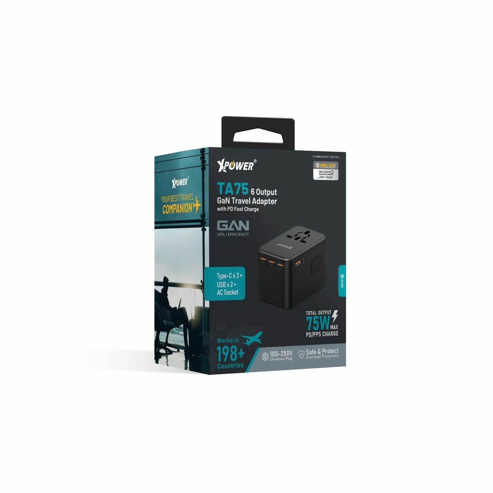 TA75 75W 6 Output GaN PD Travel Adapter - Storming Gravity
