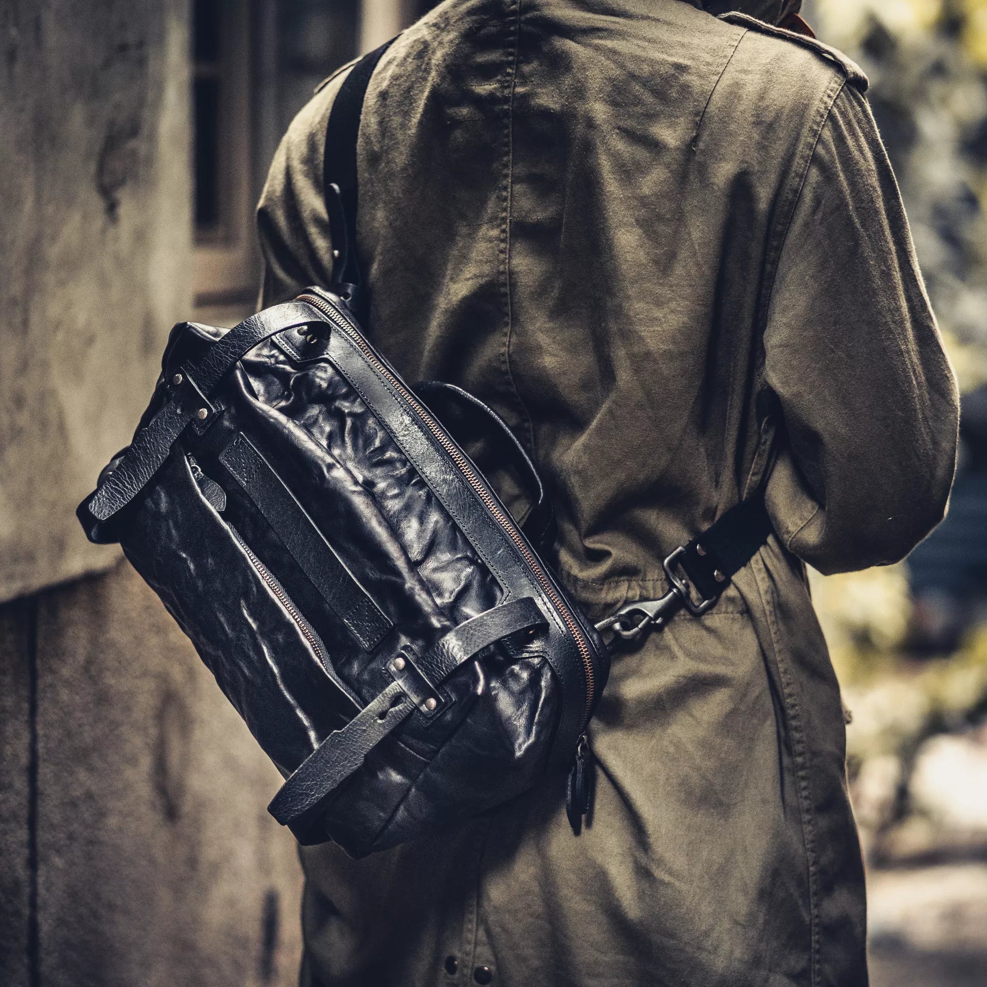 Night Rider Full Leather Sling Bag 9.5L - Storming Gravity