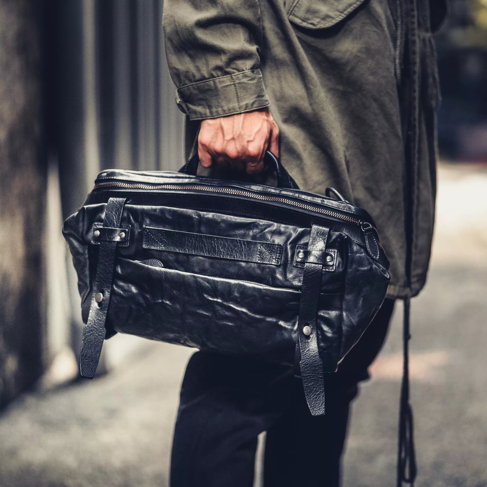 Night Rider Full Leather Sling Bag 9.5L - Storming Gravity