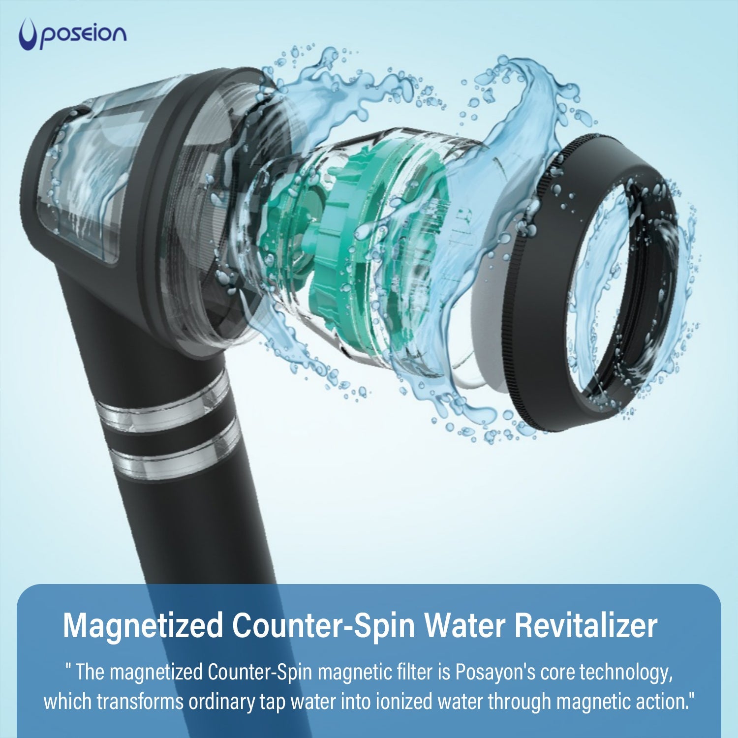 BT100 Magnetising Ionic Shower Head - Poseion - Storming Gravity