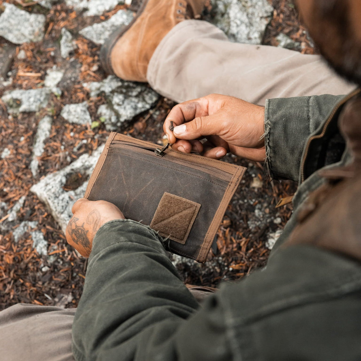 Civic Flat Pouch - Waxed Canvas