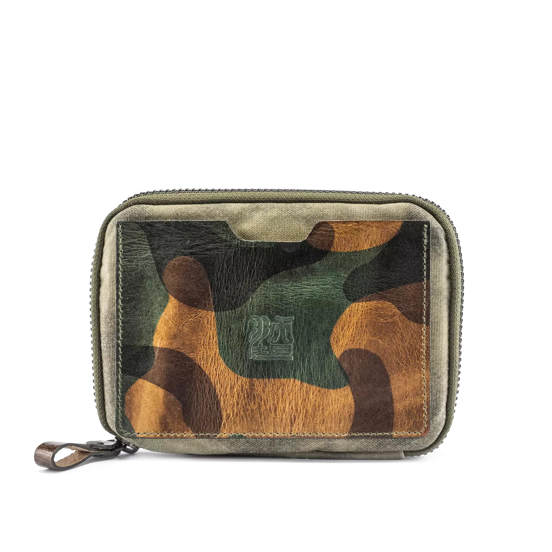 Woodland Camo Leather Passport Pouch / Travel Folio