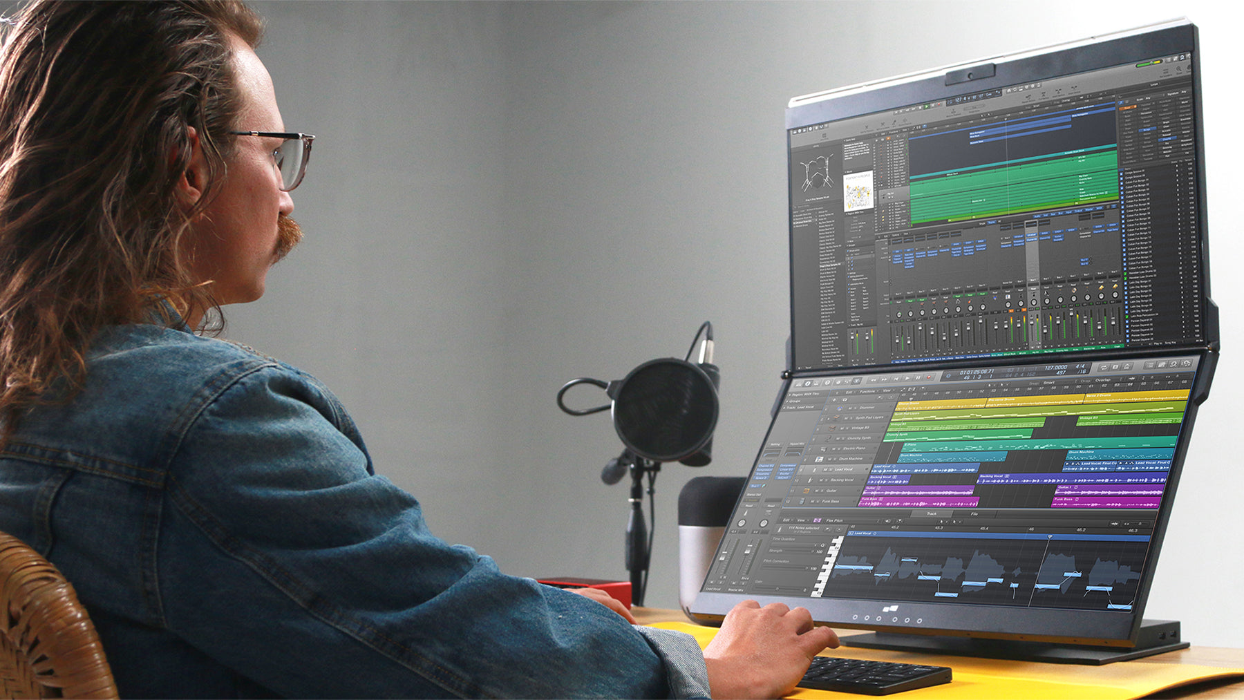 Geminos Stacked Dual Monitor with Stand - Storming Gravity