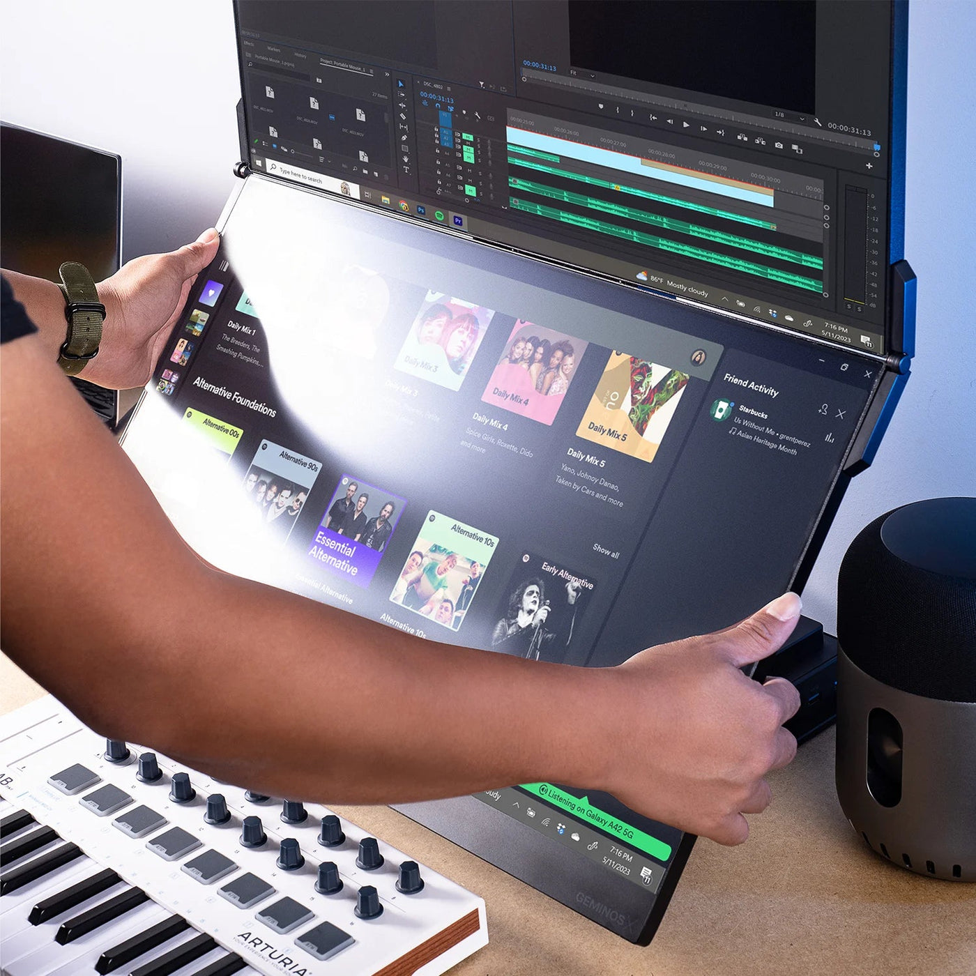 Geminos Stacked Dual Monitor with Stand - Storming Gravity