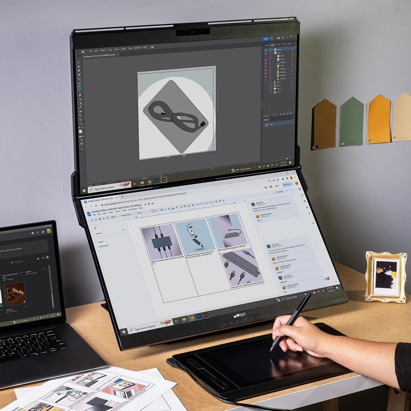 Geminos Stacked Dual Monitor with Stand - Storming Gravity