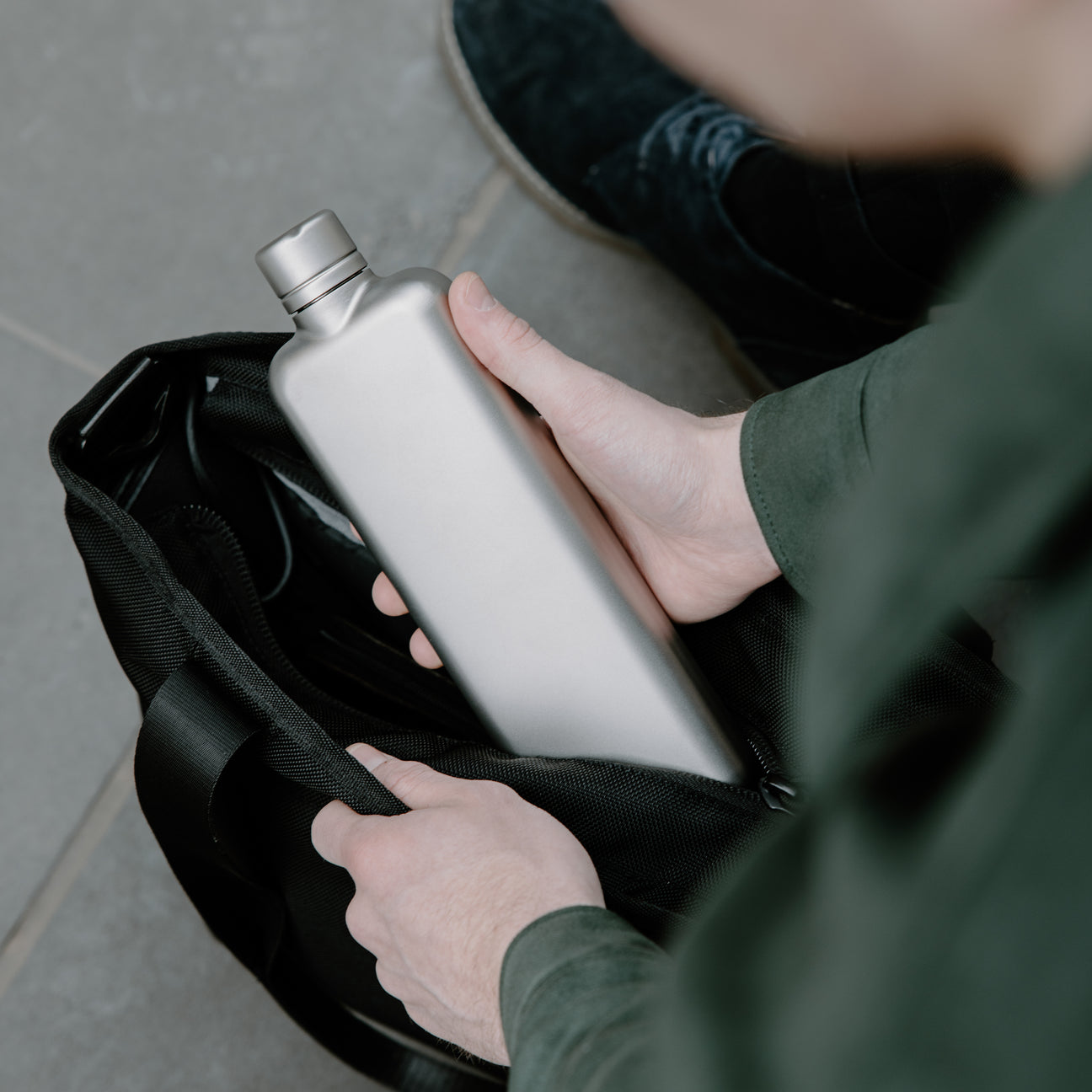Slim Stainless Steel memobottle (Satin) 600ml - Storming Gravity