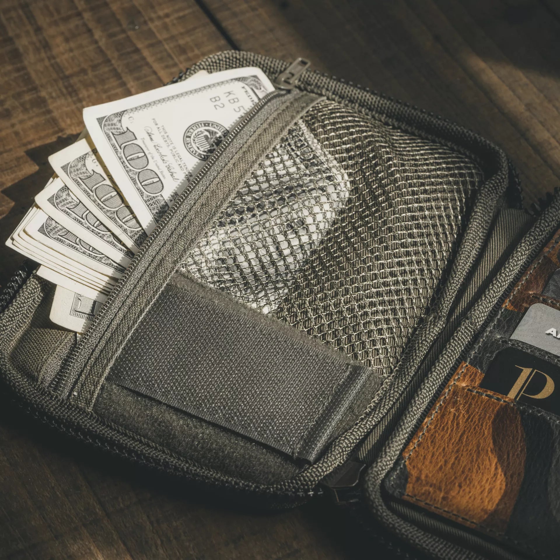 Woodland Camo Leather Passport Pouch / Travel Folio - Storming Gravity