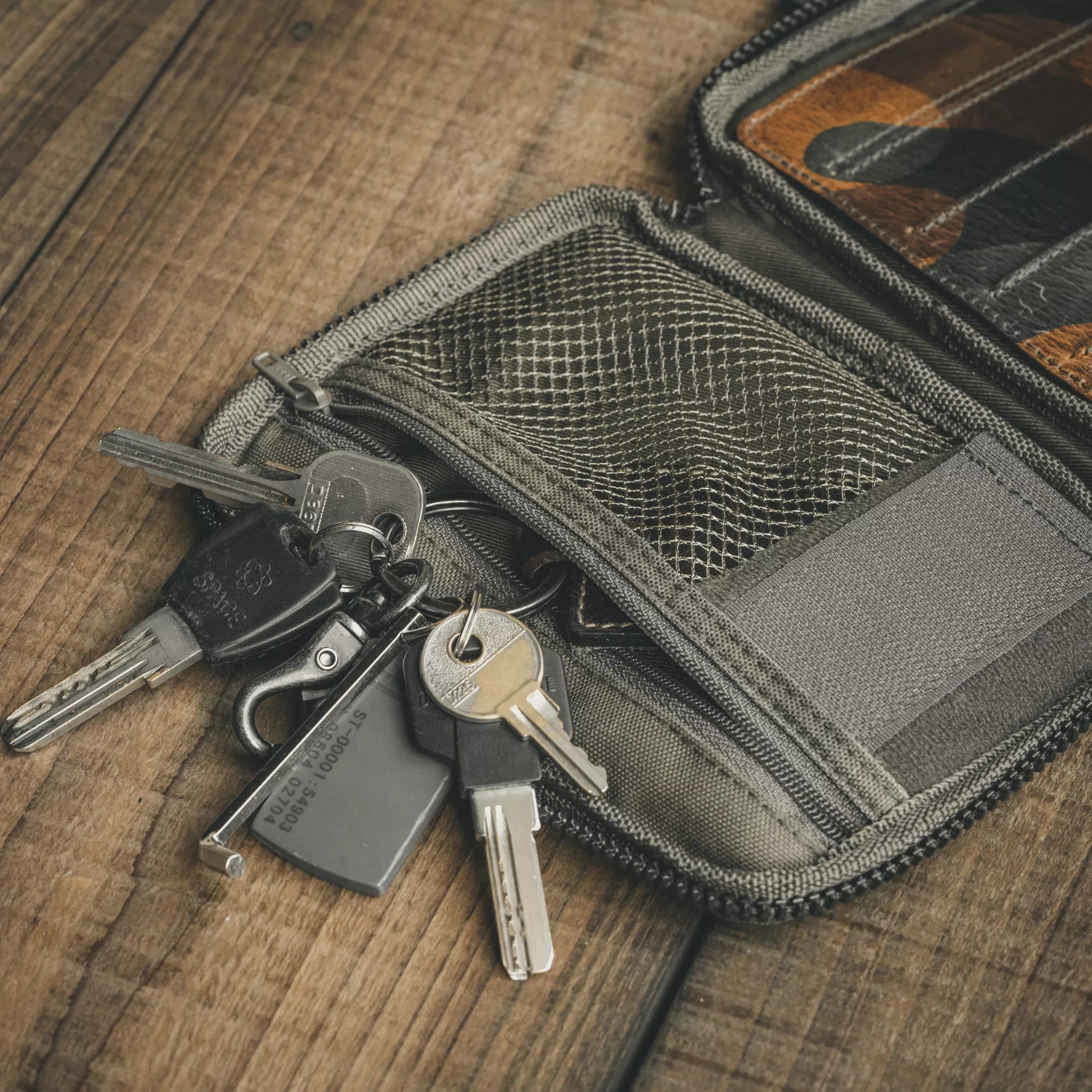 Woodland Camo Leather Passport Pouch / Travel Folio - Storming Gravity