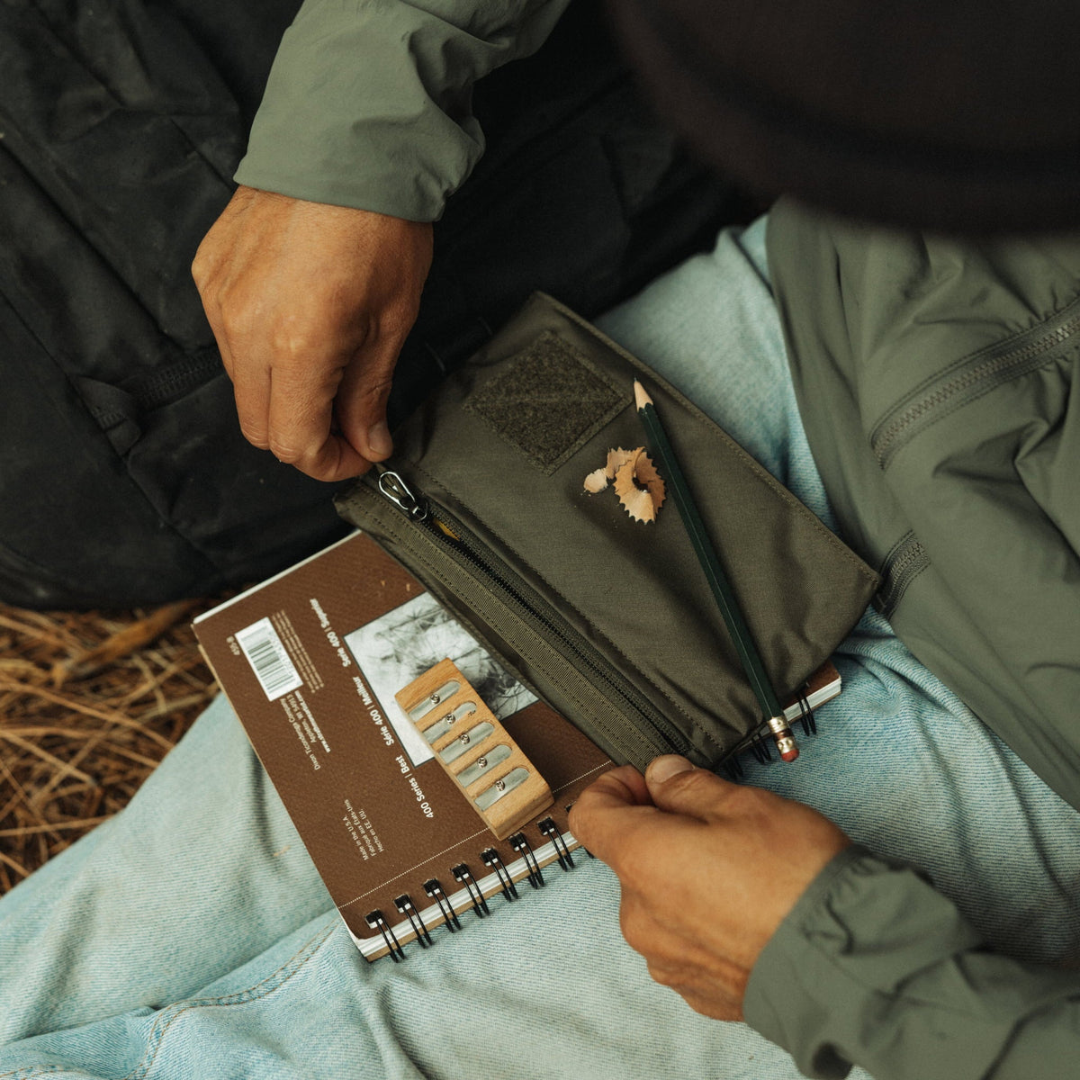 CIVIC Flat Pouch OD Green Artist Kit Sharpening