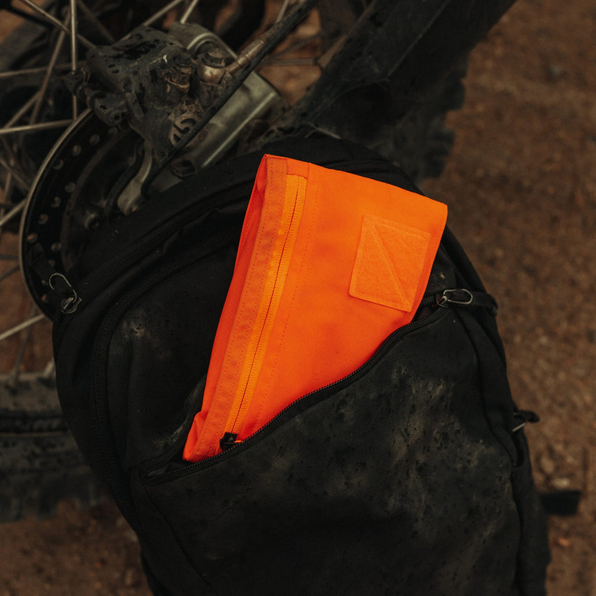 CIVIC Flat Pouch Hot Orange in backpack
