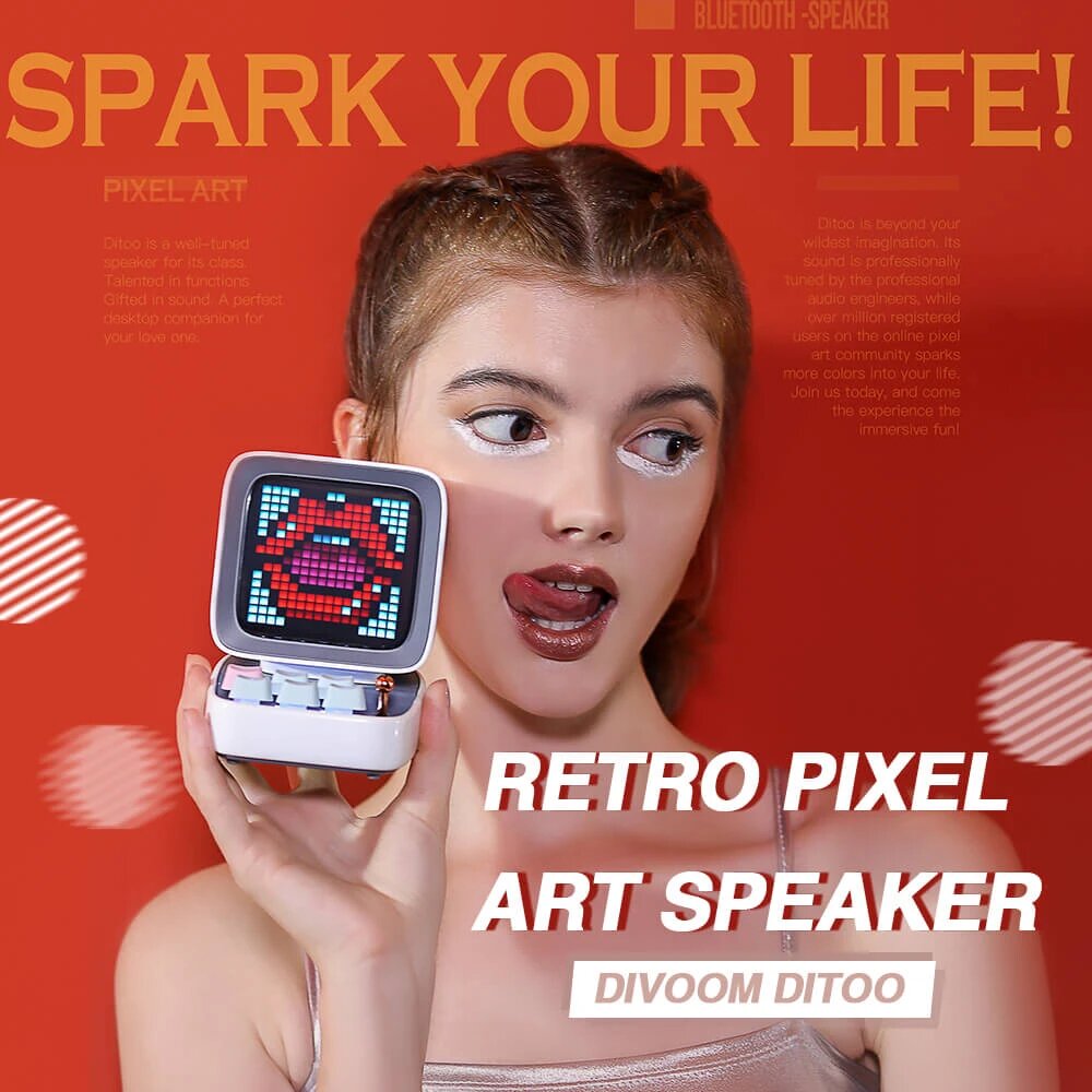 Divoom Ditoo Plus/Pro - Retro Pixel Art LED Bluetooth Speaker - Storming Gravity