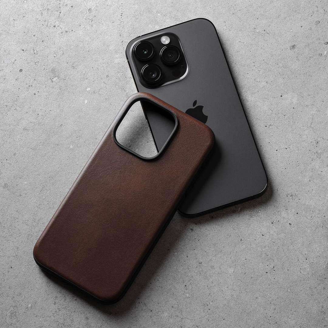 Nomad Modern Leather Case for iPhone 14 Series has a rugged and