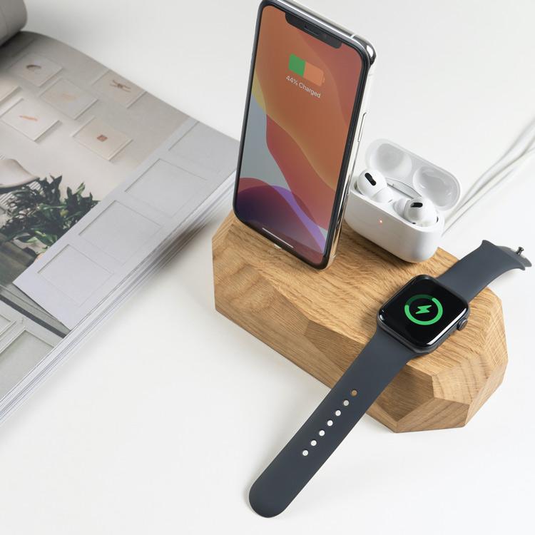 Triple Charging Dock - iPhone, Apple Watch, AirPods charger - Oakywood - Storming Gravity