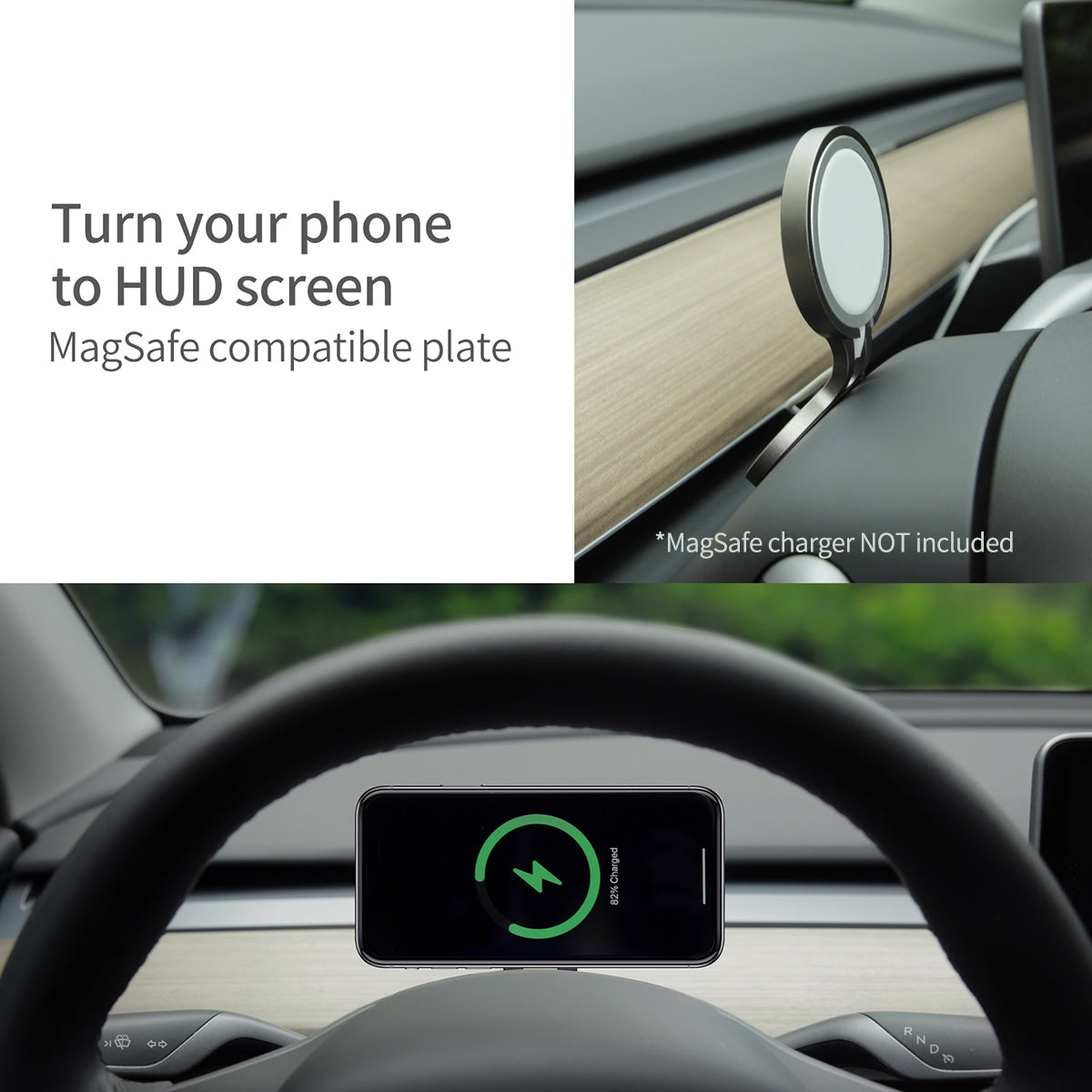Steering Wheel HUD Magsafe Charger Mount (Charger not include)