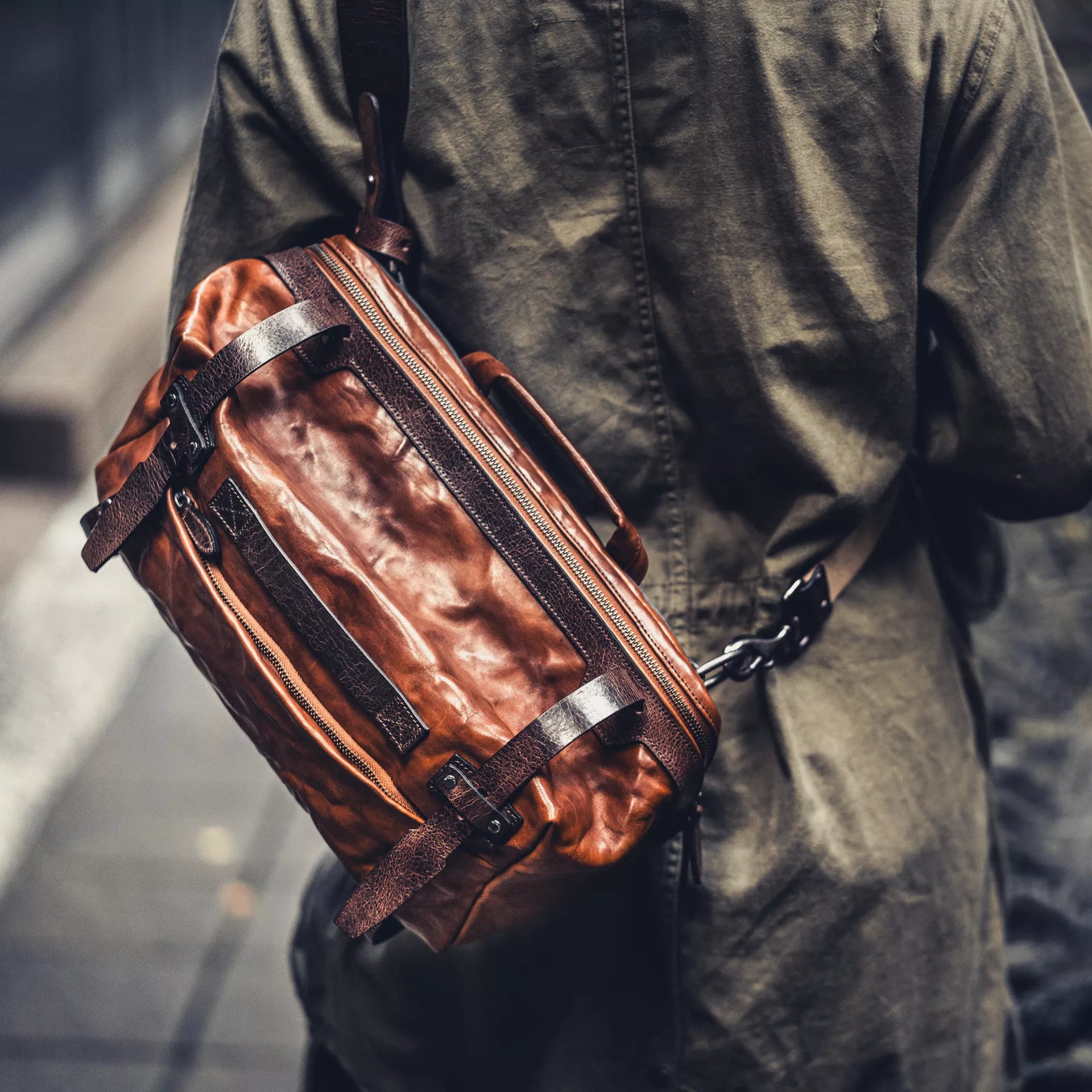 Night Rider Full Leather Sling Bag 9.5L - Storming Gravity