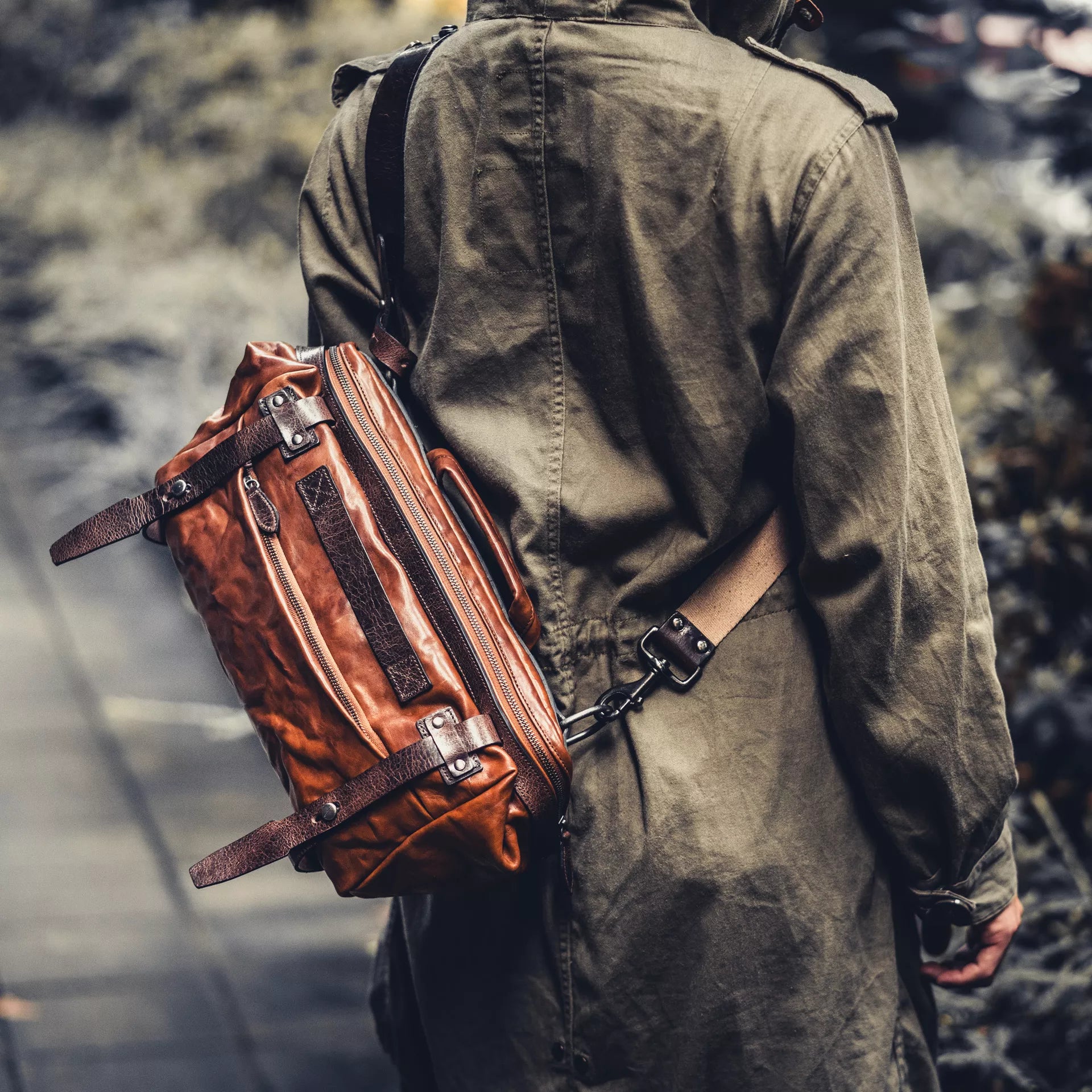 Night Rider Full Leather Sling Bag 9.5L - Storming Gravity