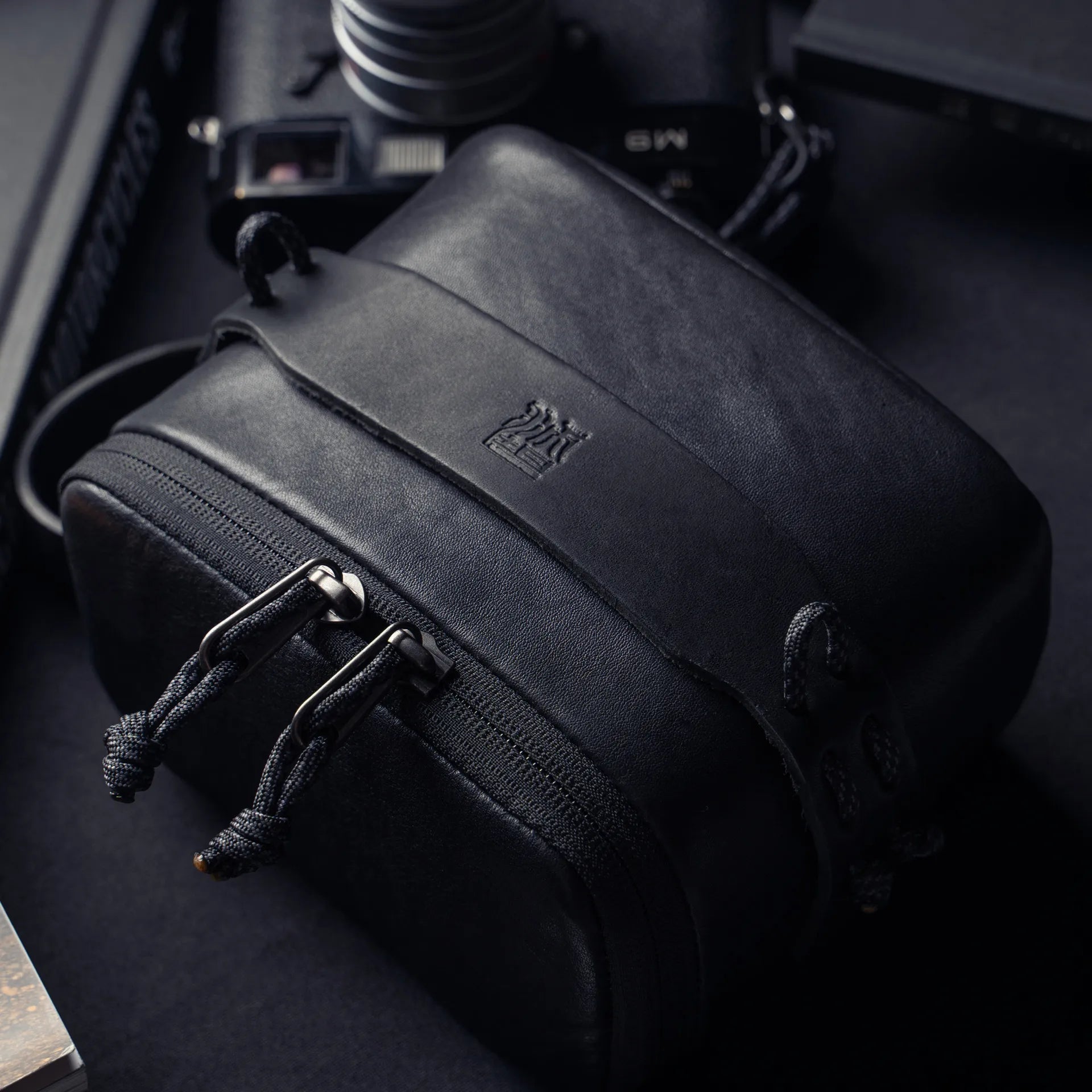 Full Leather Portable Camera Pouch L - Storming Gravity