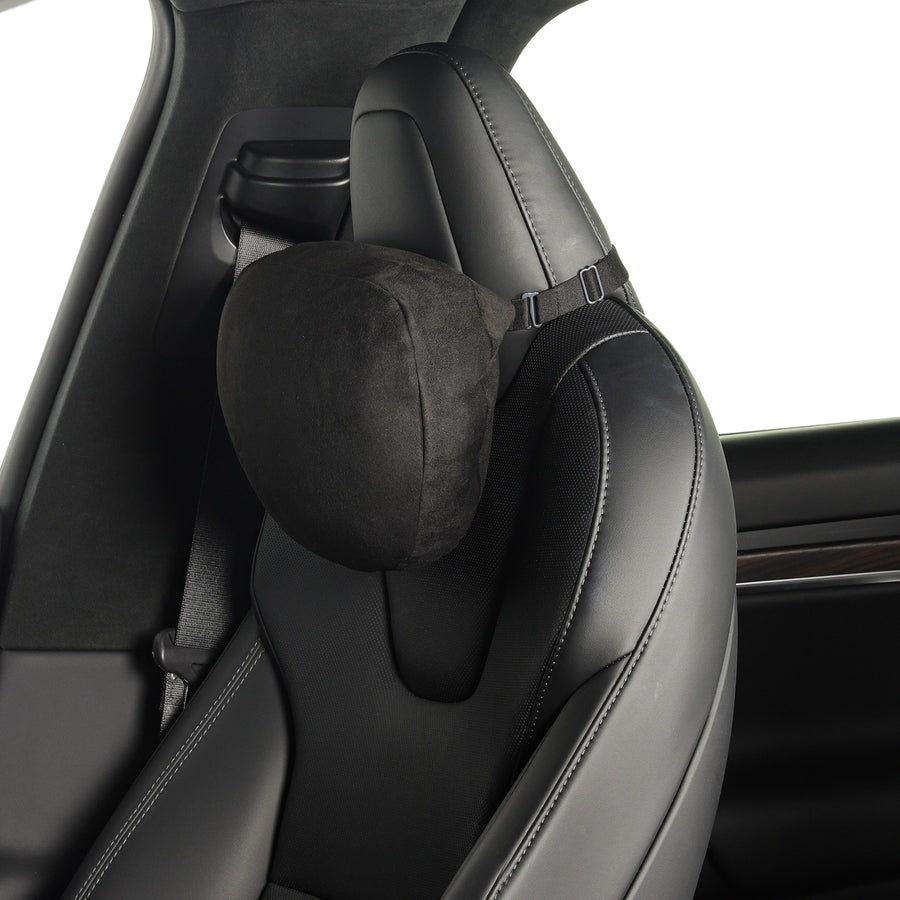 Soft Faux Suede Headrest Pillow For Tesla (Filled With Dupont™ Sorona® Sustainable Bio Fiber) - Storming Gravity