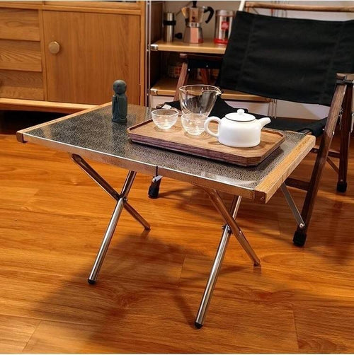 Stainless Steel Embossing Outdoor Side Table with Carrying Bag