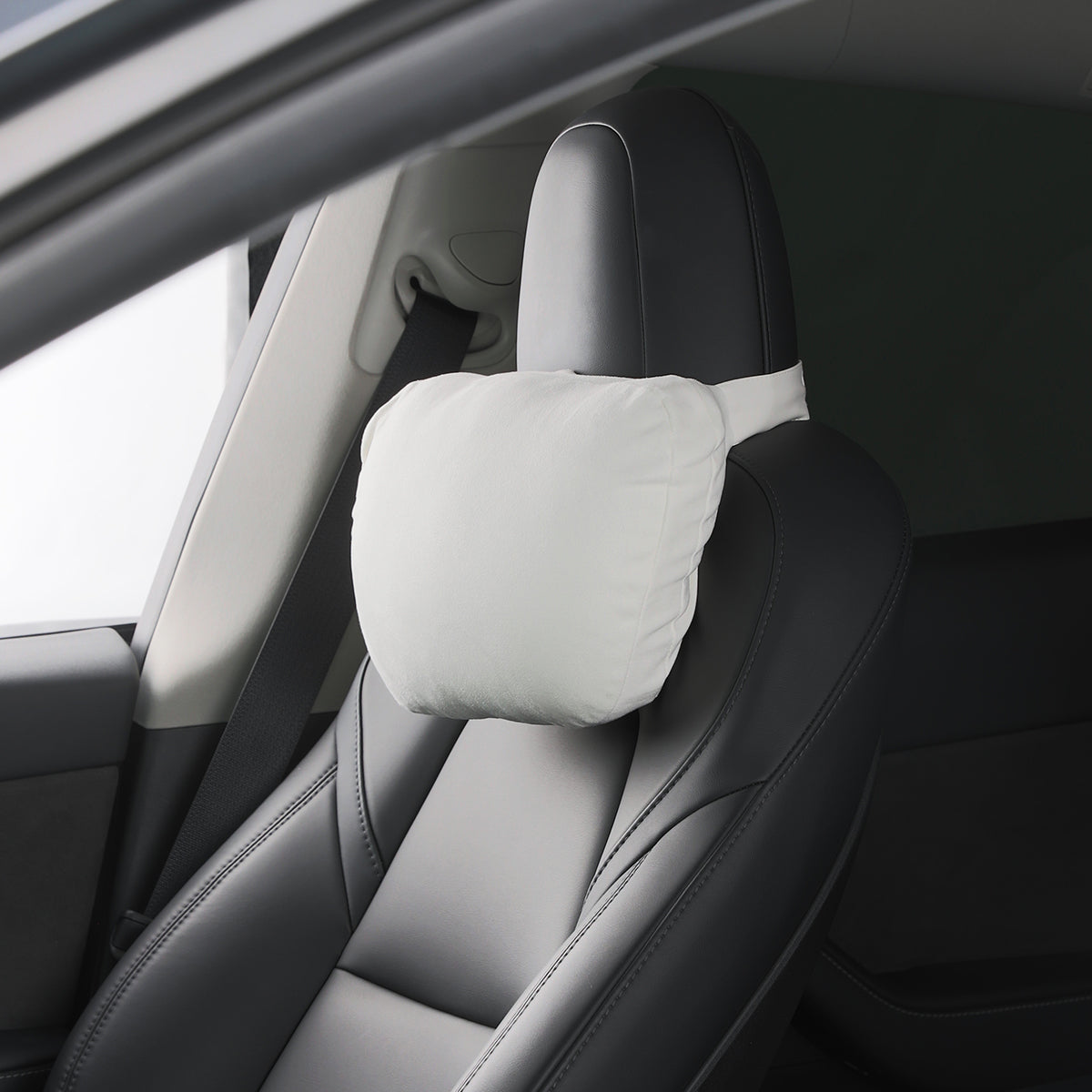 Soft Faux Suede Headrest Neck Pillow For Tesla (Filled With Dupont™ Sorona® Sustainable Bio Fiber)