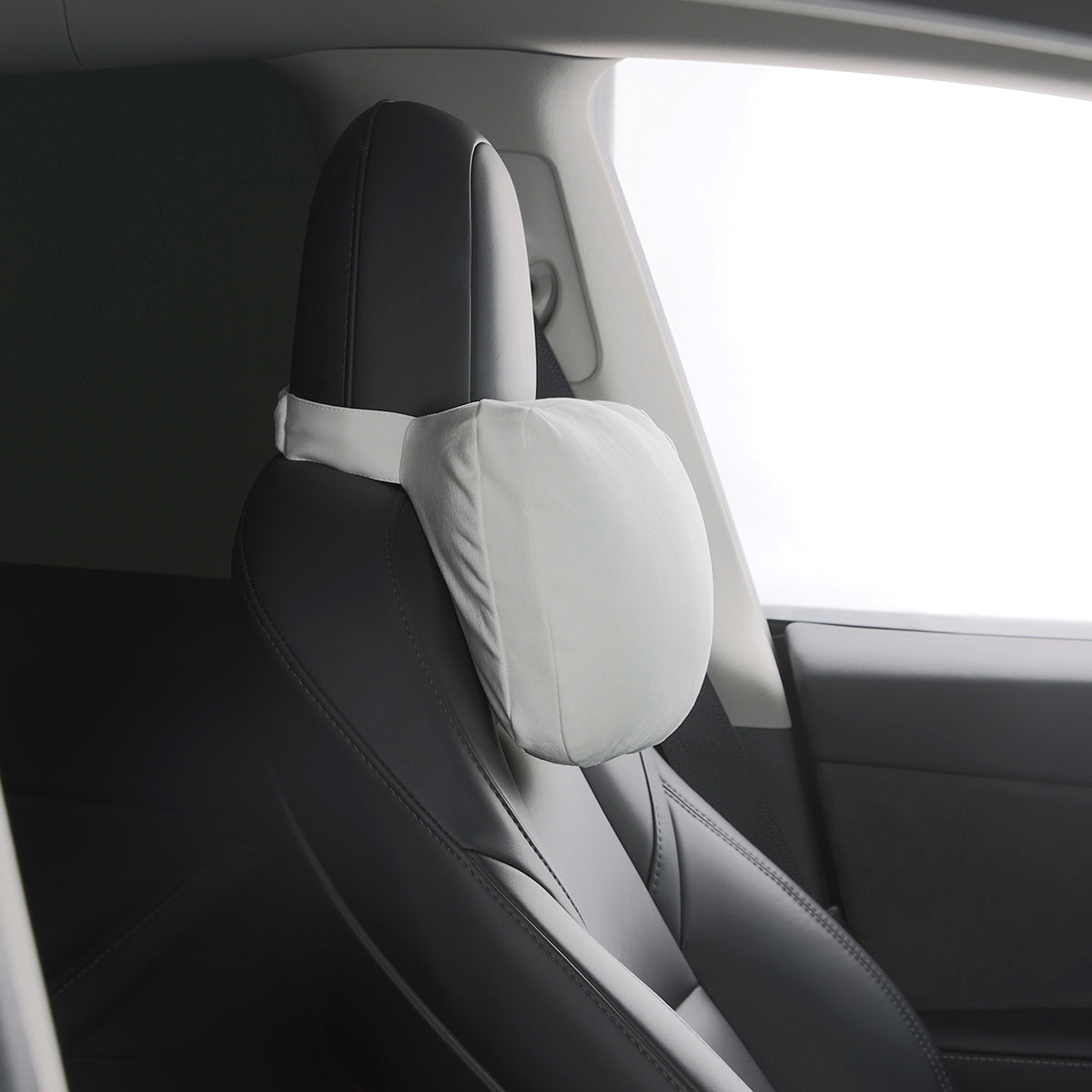 Soft Faux Suede Headrest Neck Pillow For Tesla (Filled With Dupont™ Sorona® Sustainable Bio Fiber)