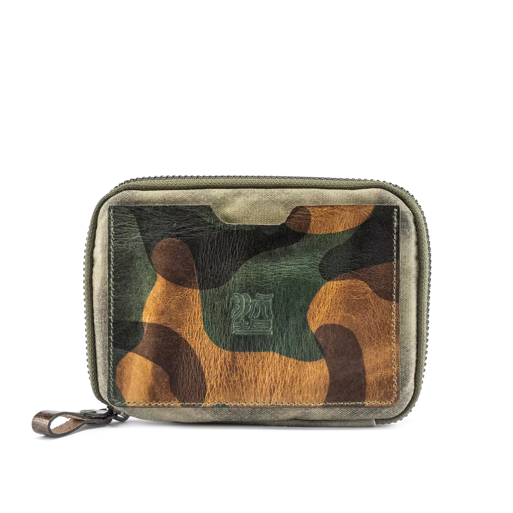 Woodland Camo Leather Passport Pouch / Travel Folio