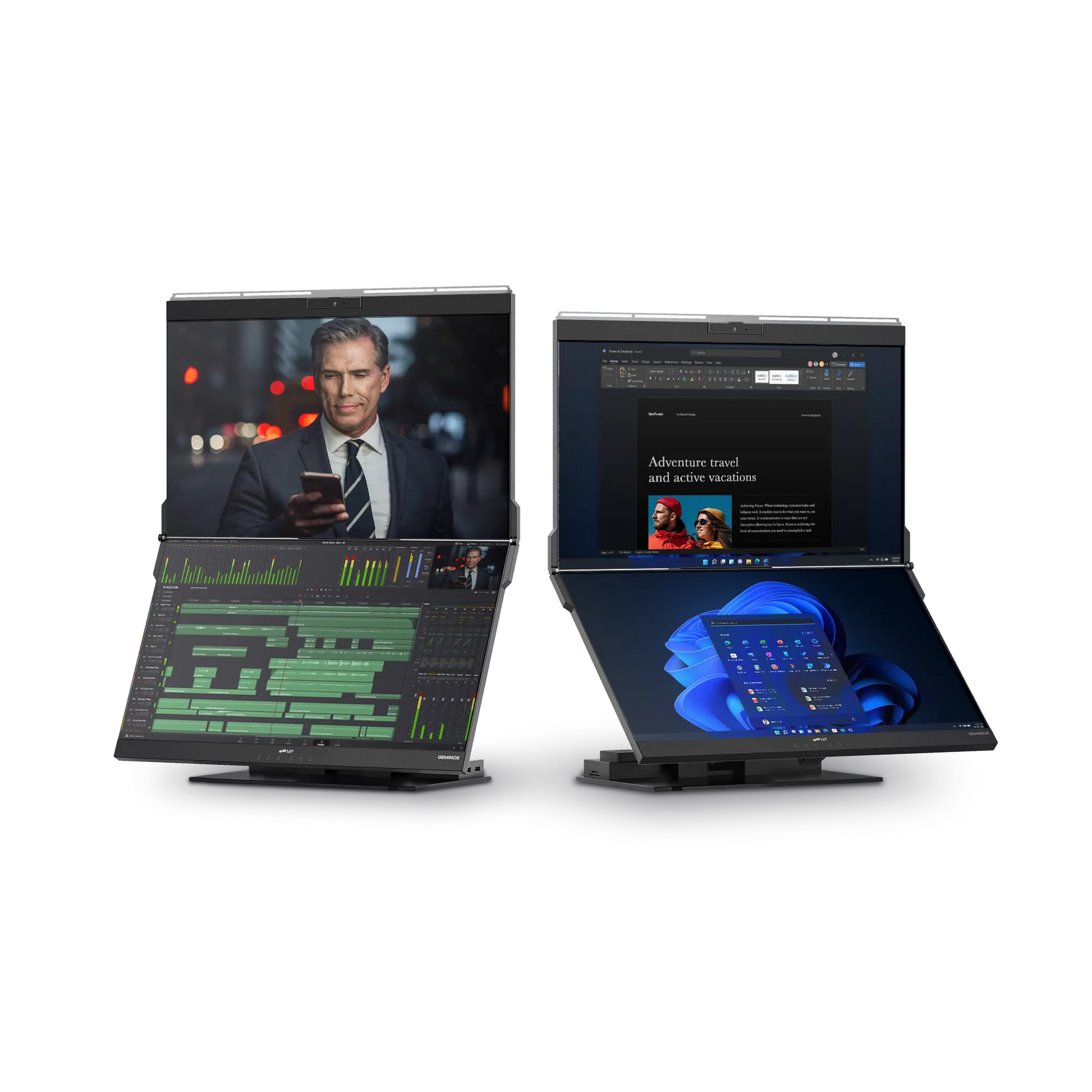 Geminos Stacked Dual Monitor with Stand - Storming Gravity