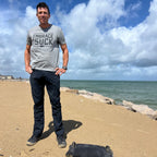 Mackall 45 Black + Gum rucking shoes worn on a coastal trail
