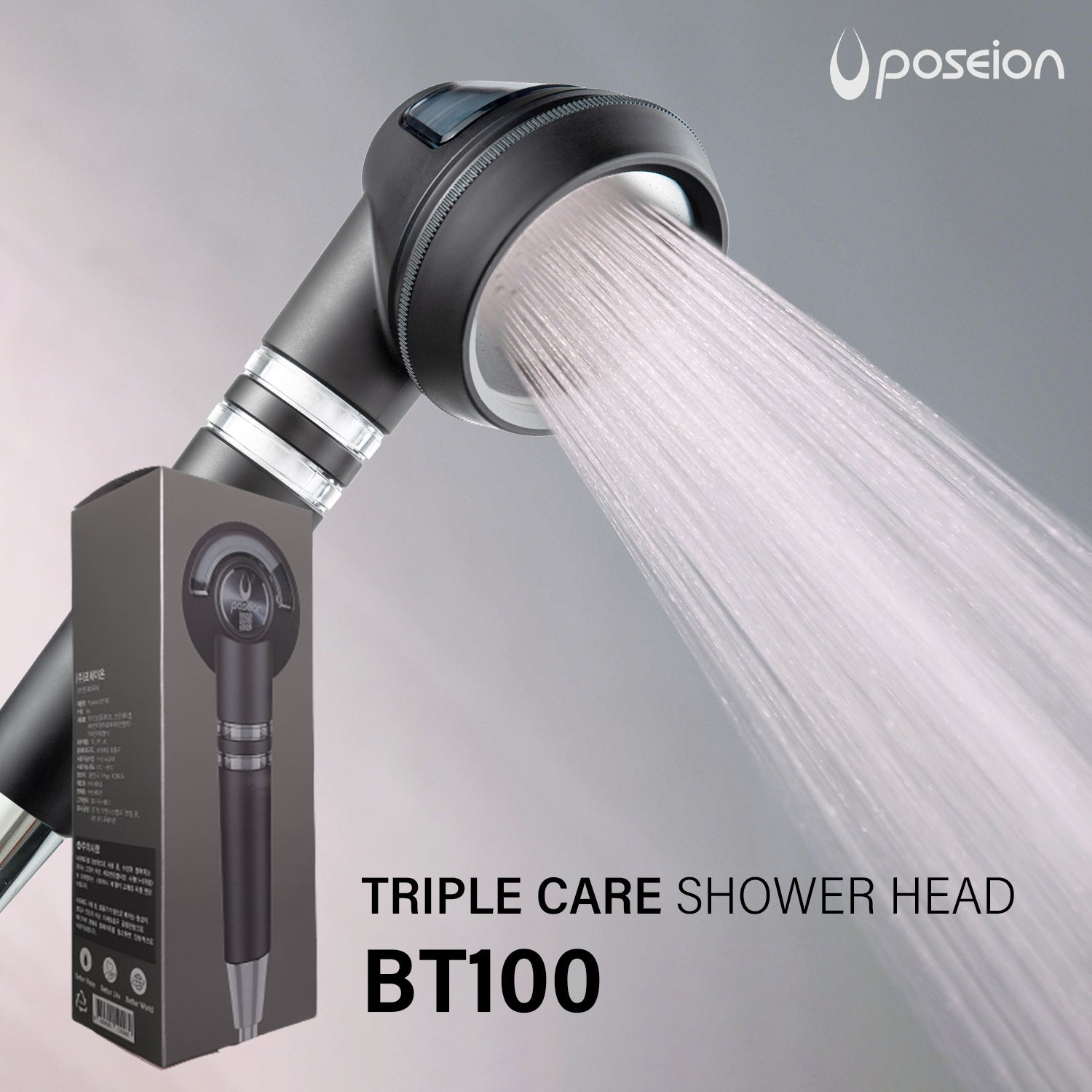 BT100 Magnetising Ionic Shower Head - Poseion