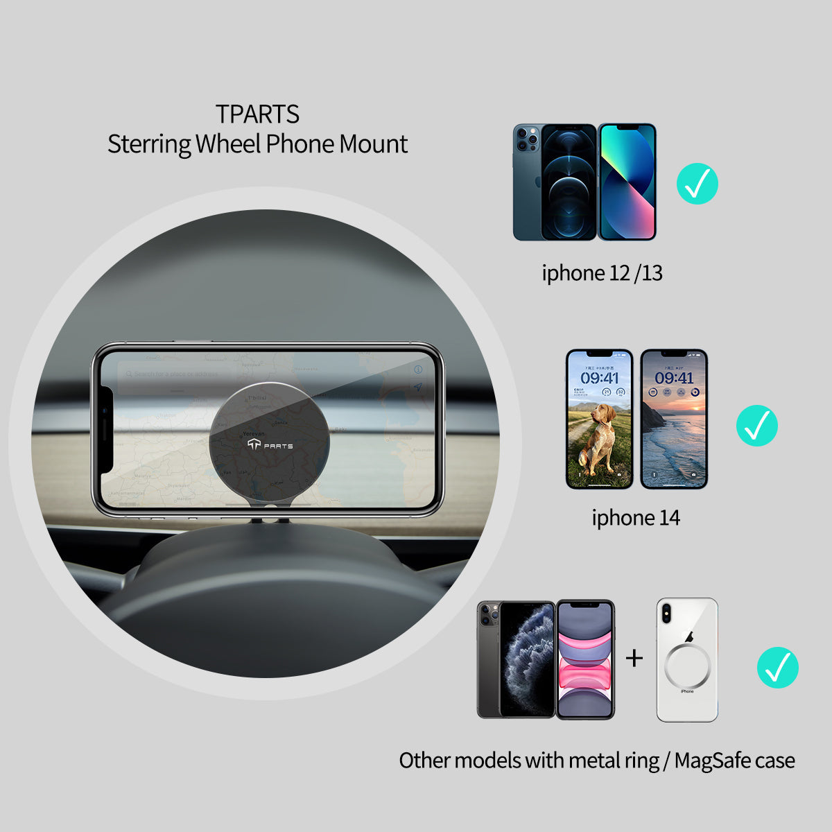 Steering Wheel HUD Magnetic Cellphone Mount