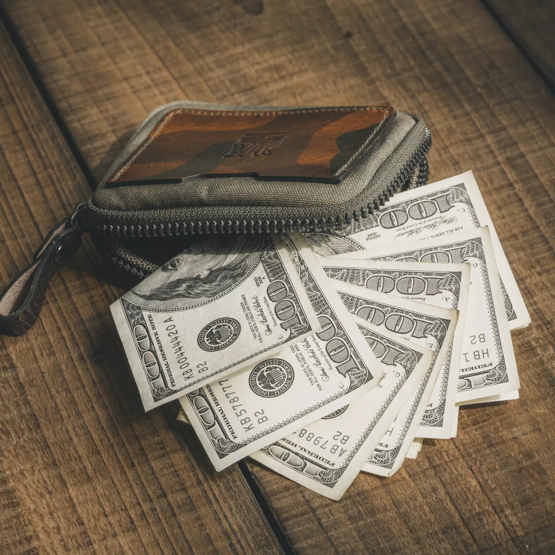 Woodland Camo Leather Essential Wallet - Storming Gravity