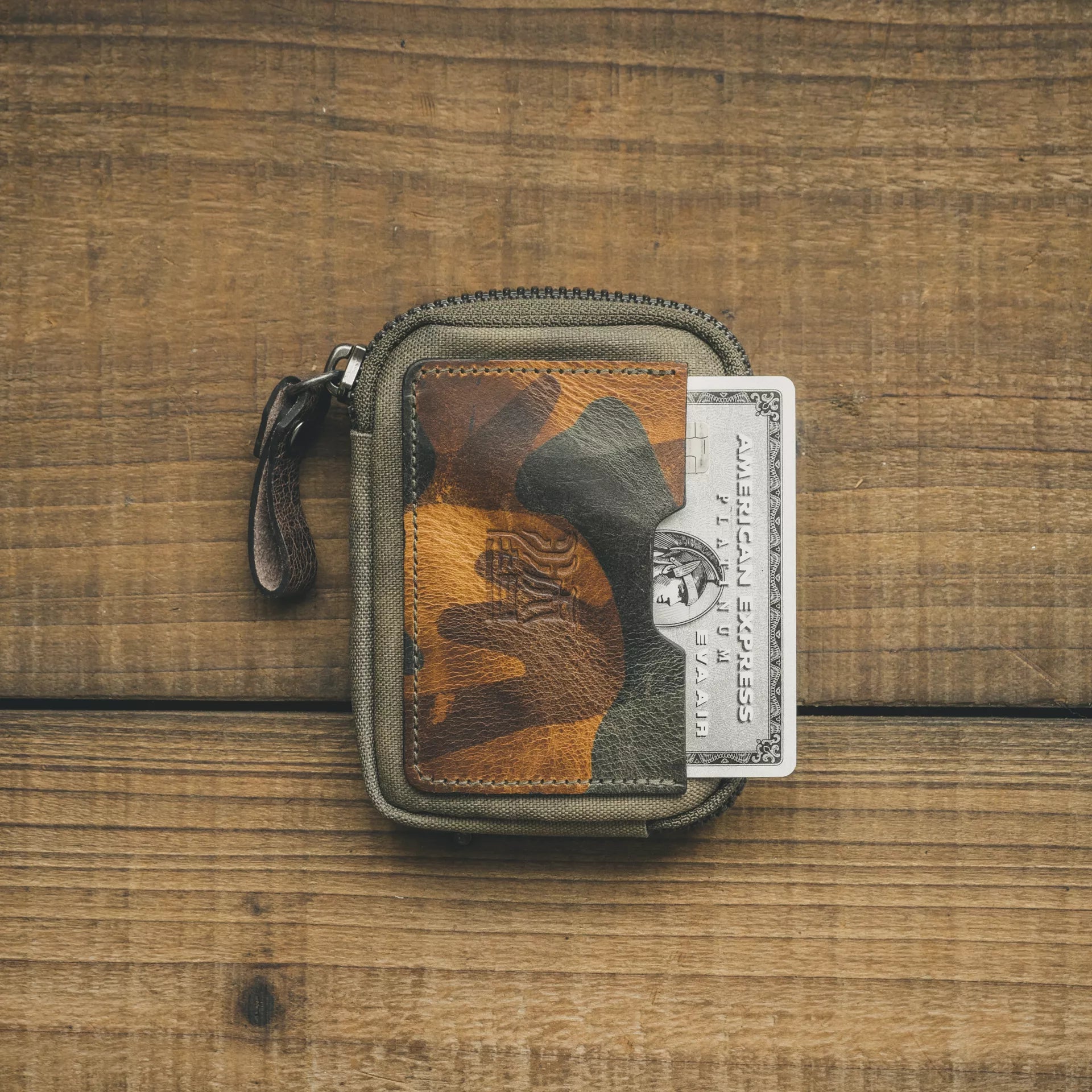 Woodland Camo Leather Essential Wallet - Storming Gravity