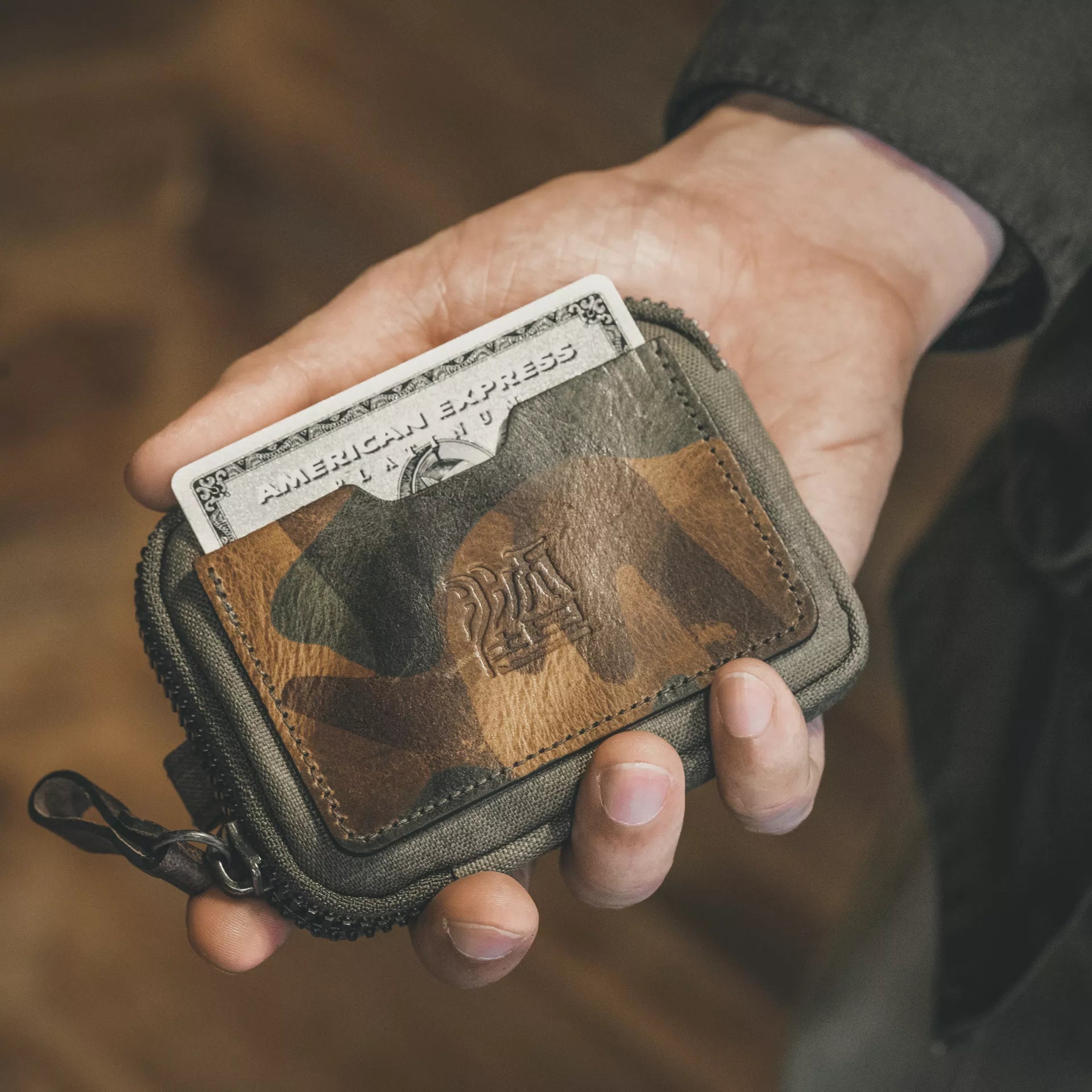 Woodland Camo Leather Essential Wallet - Storming Gravity