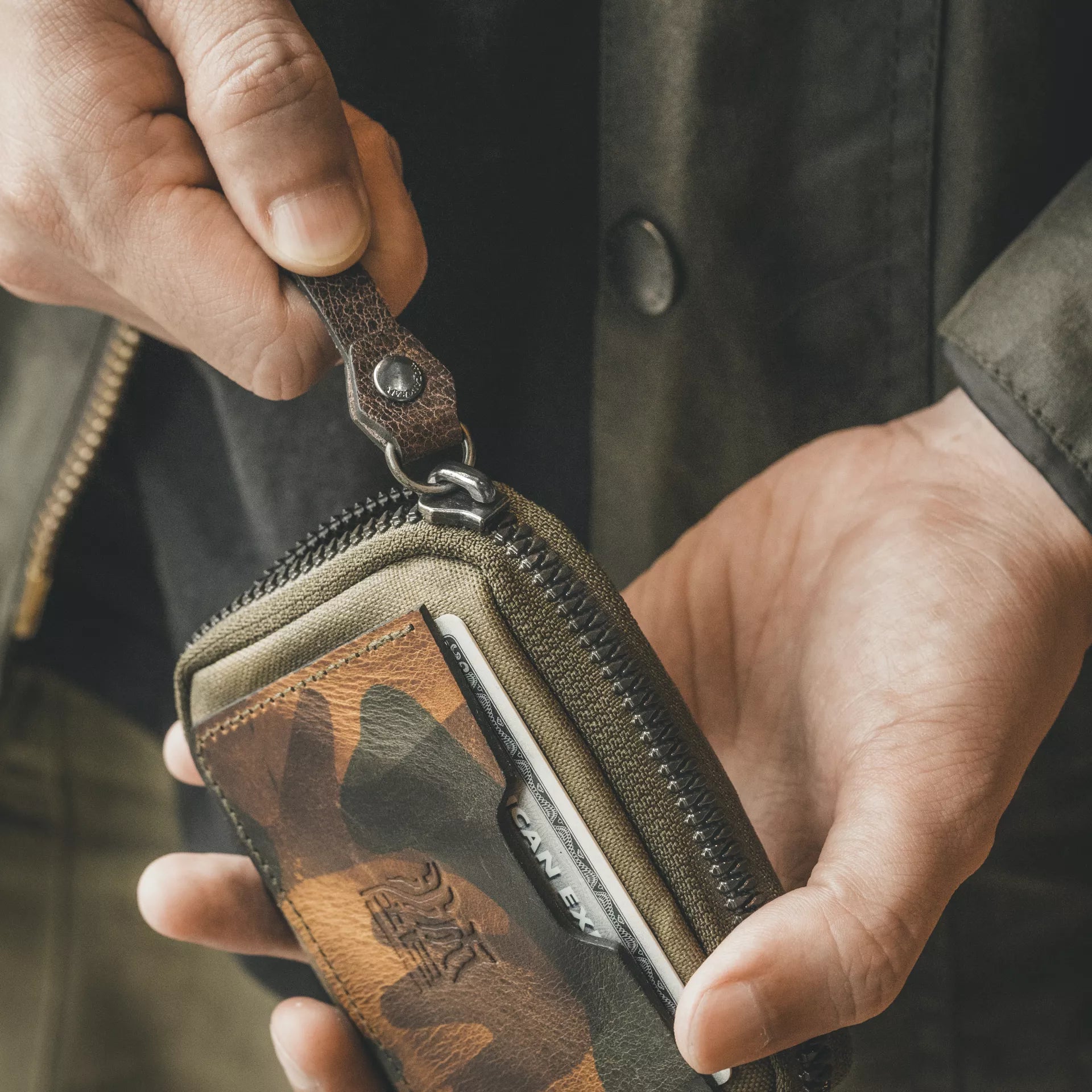 Woodland Camo Leather Essential Wallet - Storming Gravity