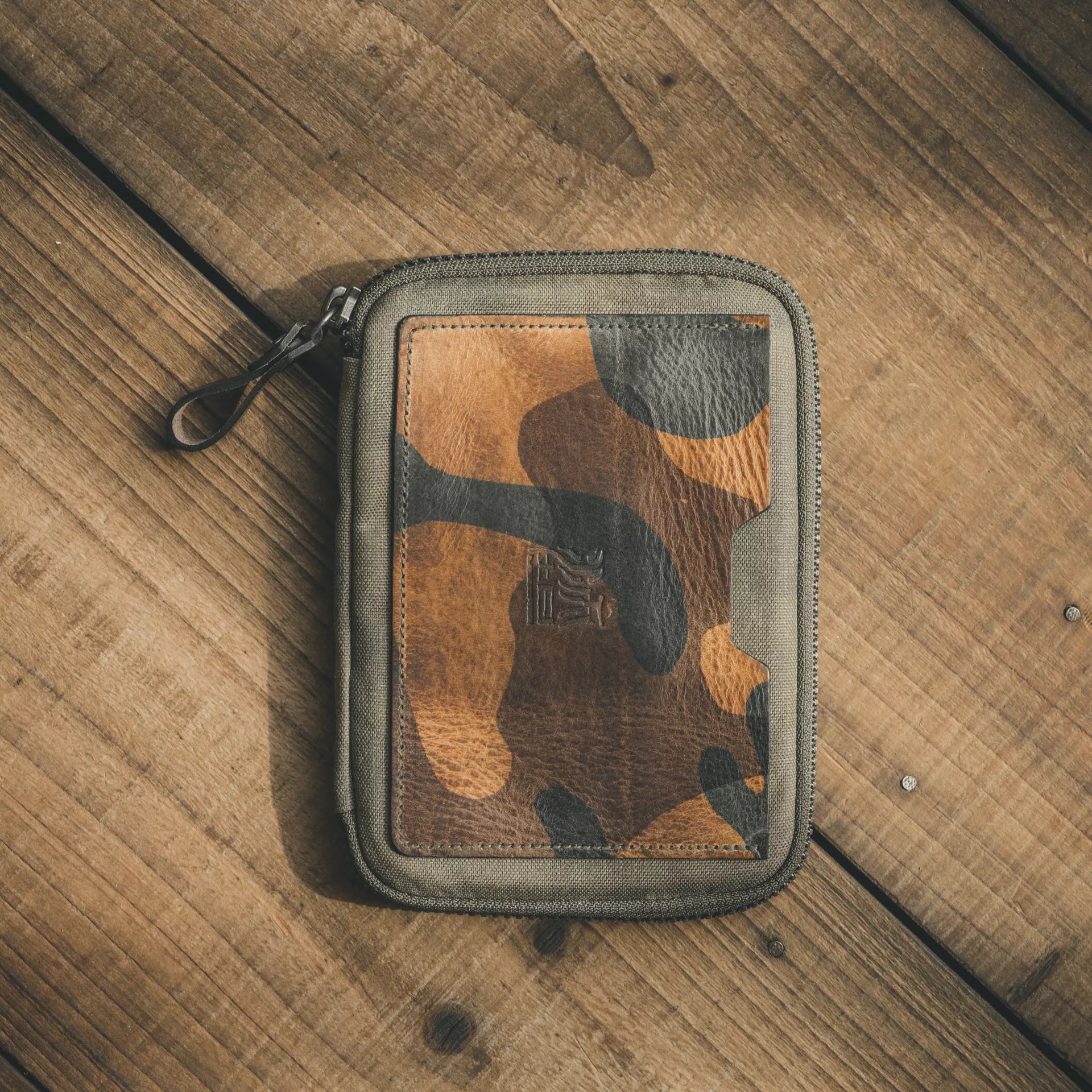 Woodland Camo Leather Passport Pouch / Travel Folio - Storming Gravity