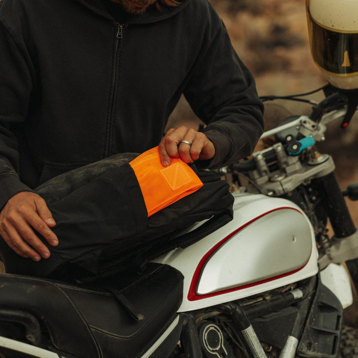 CIVIC Flat Pouch Hot Orange in backpack side pocket