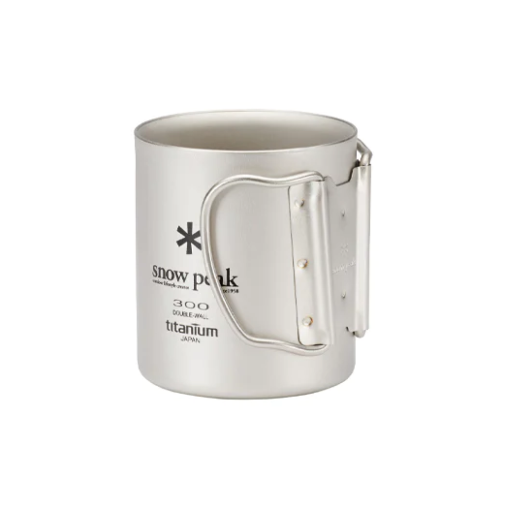 Snow Peak Titanium Double Wall Cup 300ml with Folding Handle - Storming Gravity