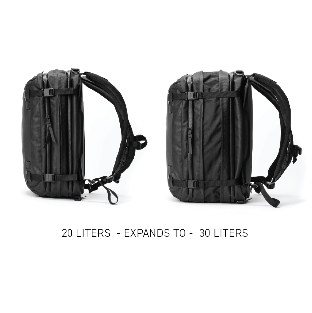 Black Ember Forge | 20-30L Expandable 3-Way Commuter Pack - Storming Gravity